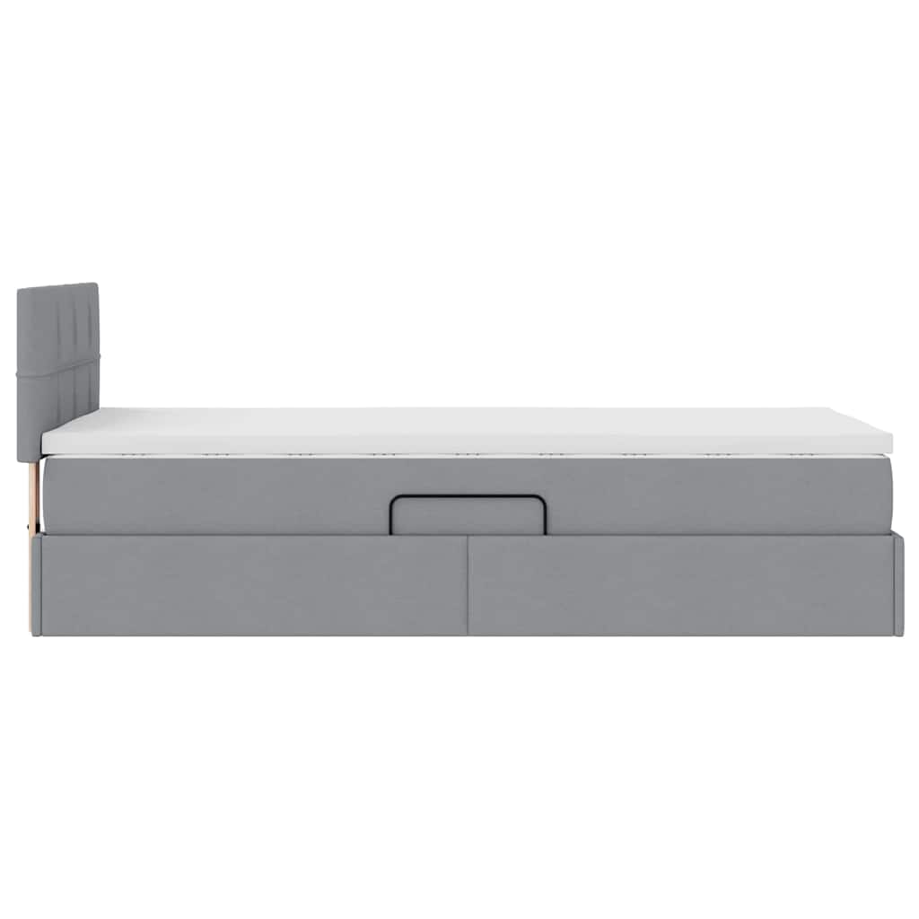 Lit avec rangement et matelas Gris clair 90 x 190 cm Velours - XIOS