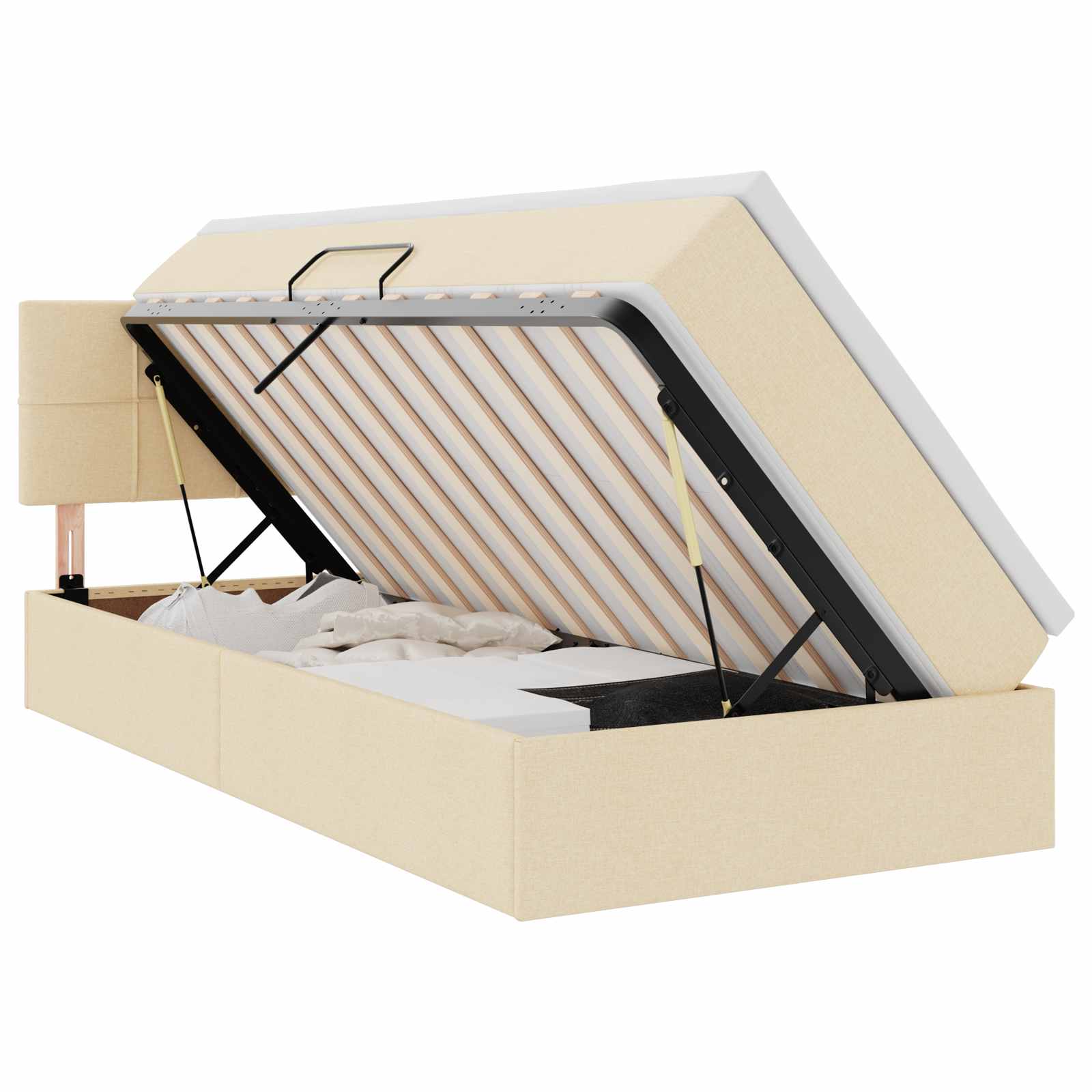 Lit avec rangement et matelas avec matelas Crème 90 x 190 cm - XIOS