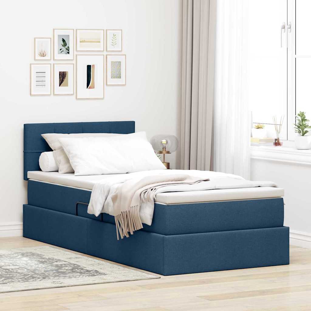 Lit avec rangement et matelas avec matelas Bleu 90 x 200 cm - XIOS