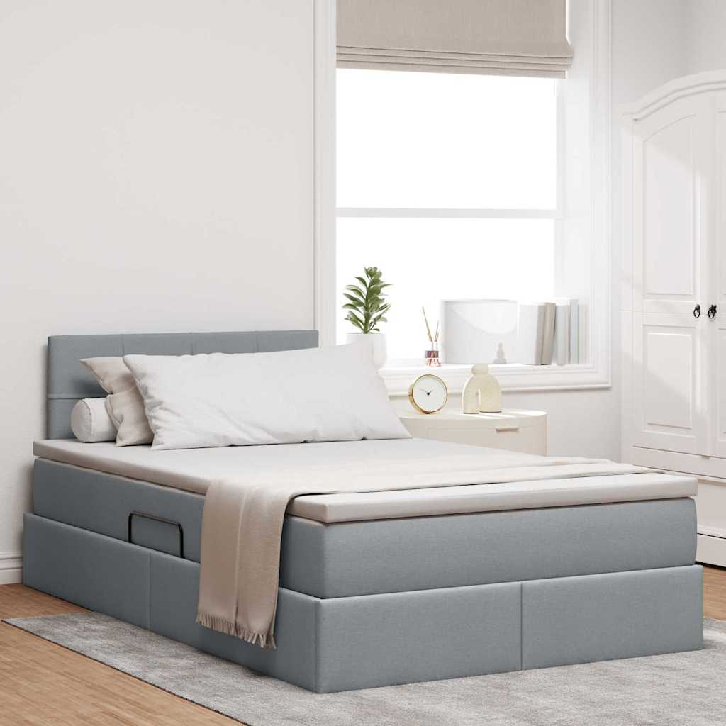 Lit avec rangement et matelas Gris clair 120 x 190 cm - XIOS