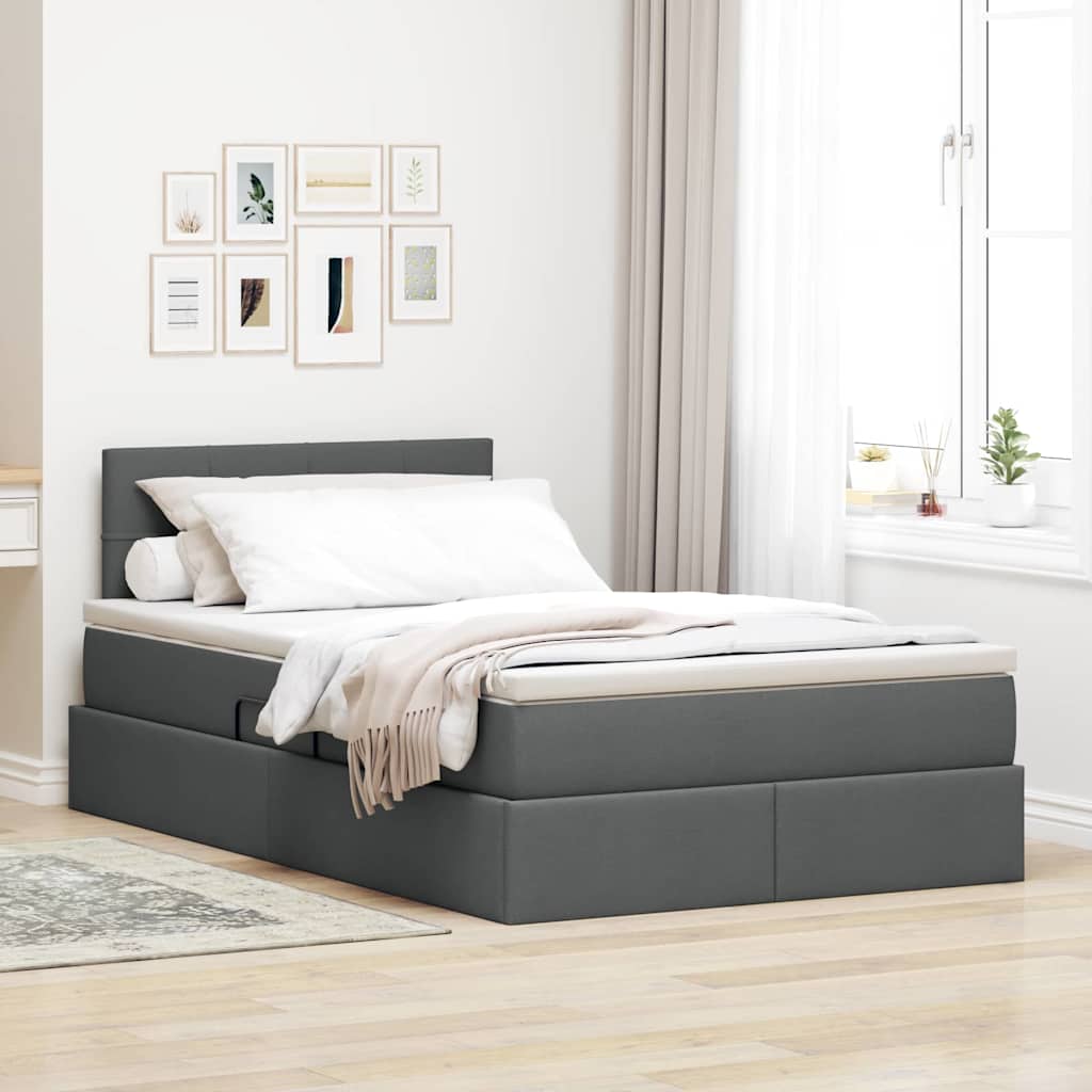 Lit avec rangement et matelas Gris foncé 120 x 190 cm - XIOS
