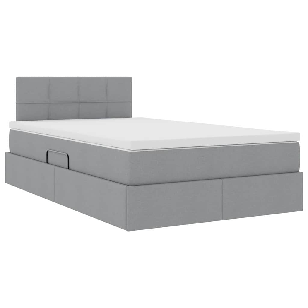 Lit avec rangement et matelas Gris clair 120 x 200 cm Velours - XIOS