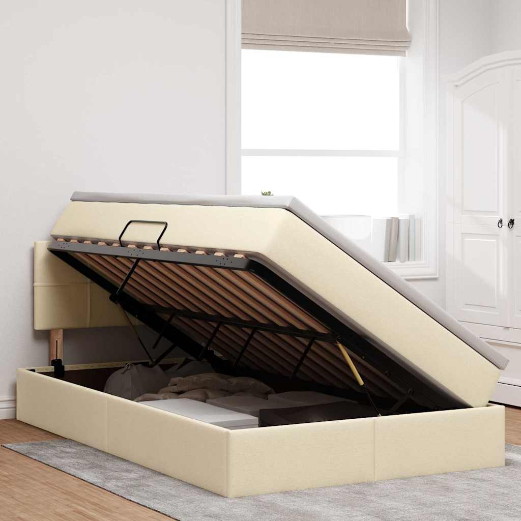 Lit avec rangement et matelas avec matelas Crème 120 x 200 cm - XIOS