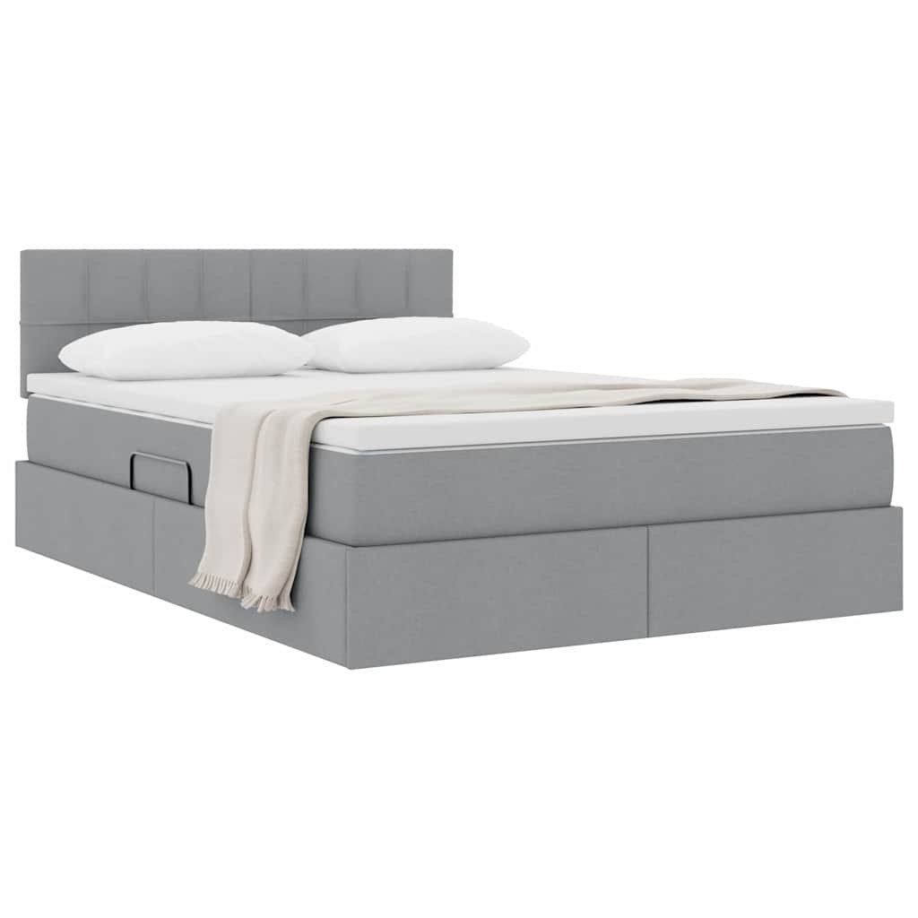 Lit avec rangement et matelas Gris clair 140 x 190 cm - XIOS