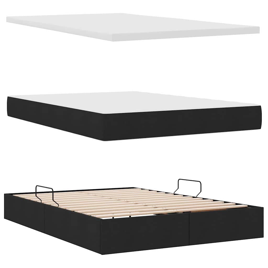 Lit avec rangement et matelas Noir 140 x 190 cm Velours - XIOS