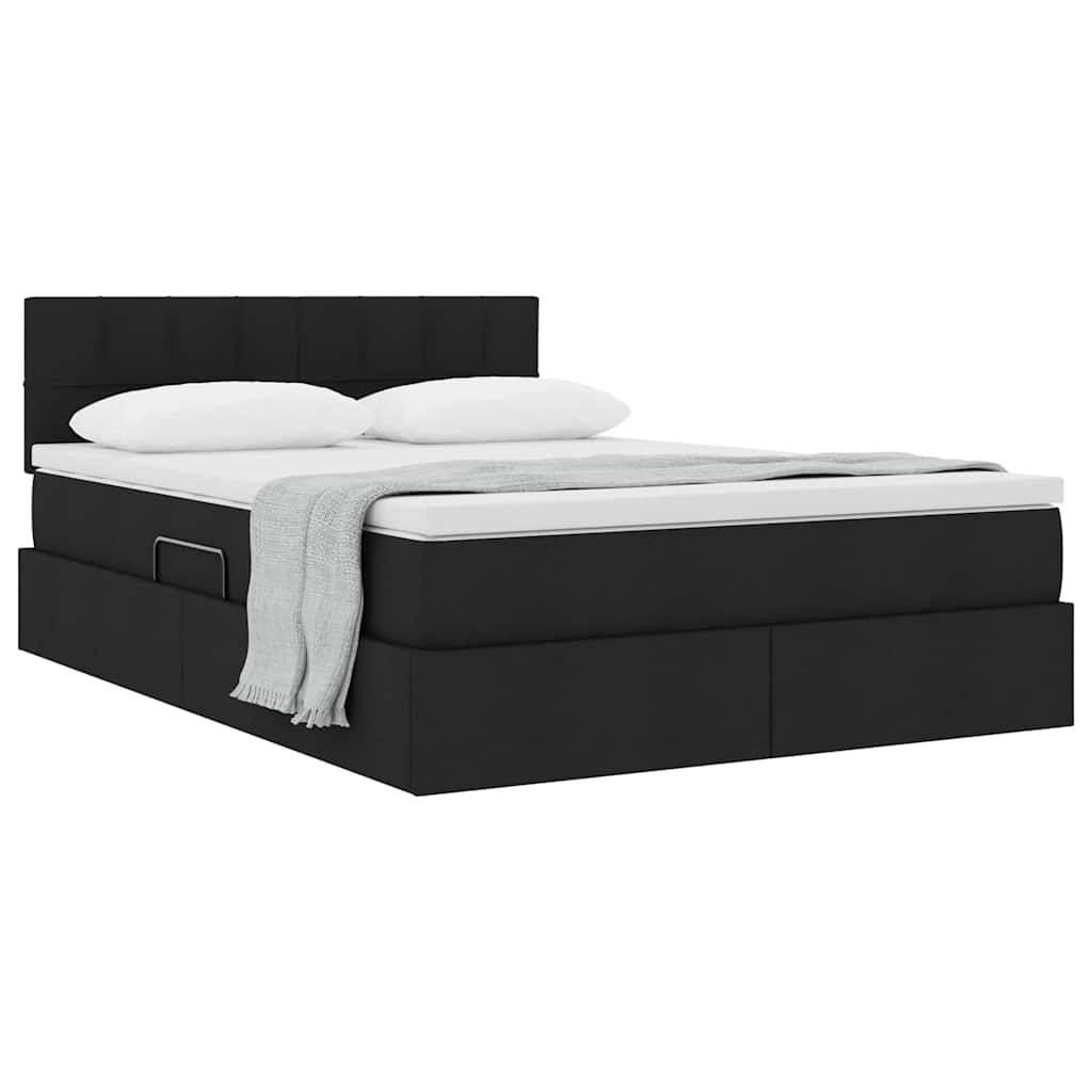 Lit avec rangement et matelas Noir 140 x 190 cm Velours - XIOS