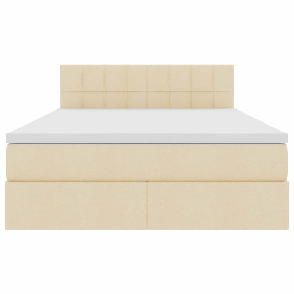 Lit avec rangement et matelas avec matelas Crème 140 x 190 cm - XIOS