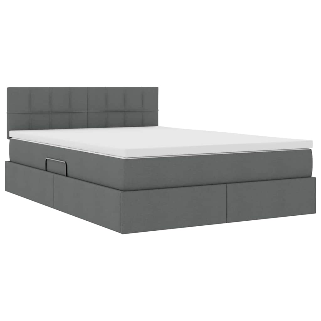 Lit avec rangement et matelas Gris foncé 140 x 200 cm Velours
