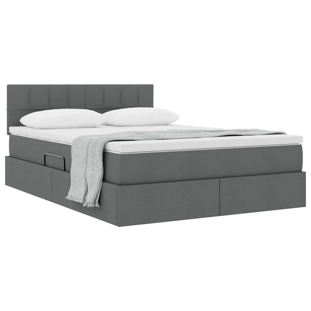 Lit avec rangement et matelas Gris foncé 140 x 200 cm Velours