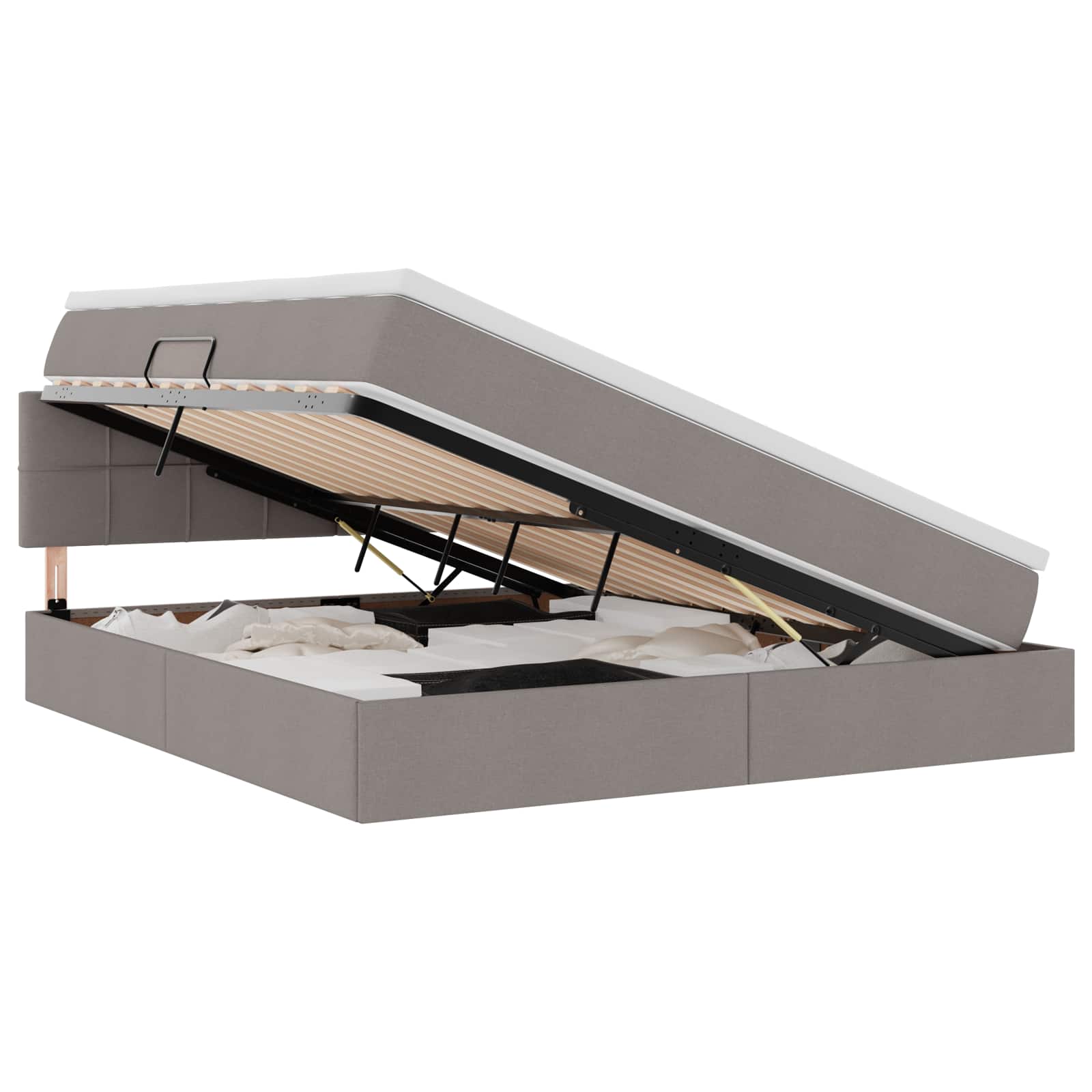 Lit avec rangement et matelas avec matelas Taupe 180 x 200 cm