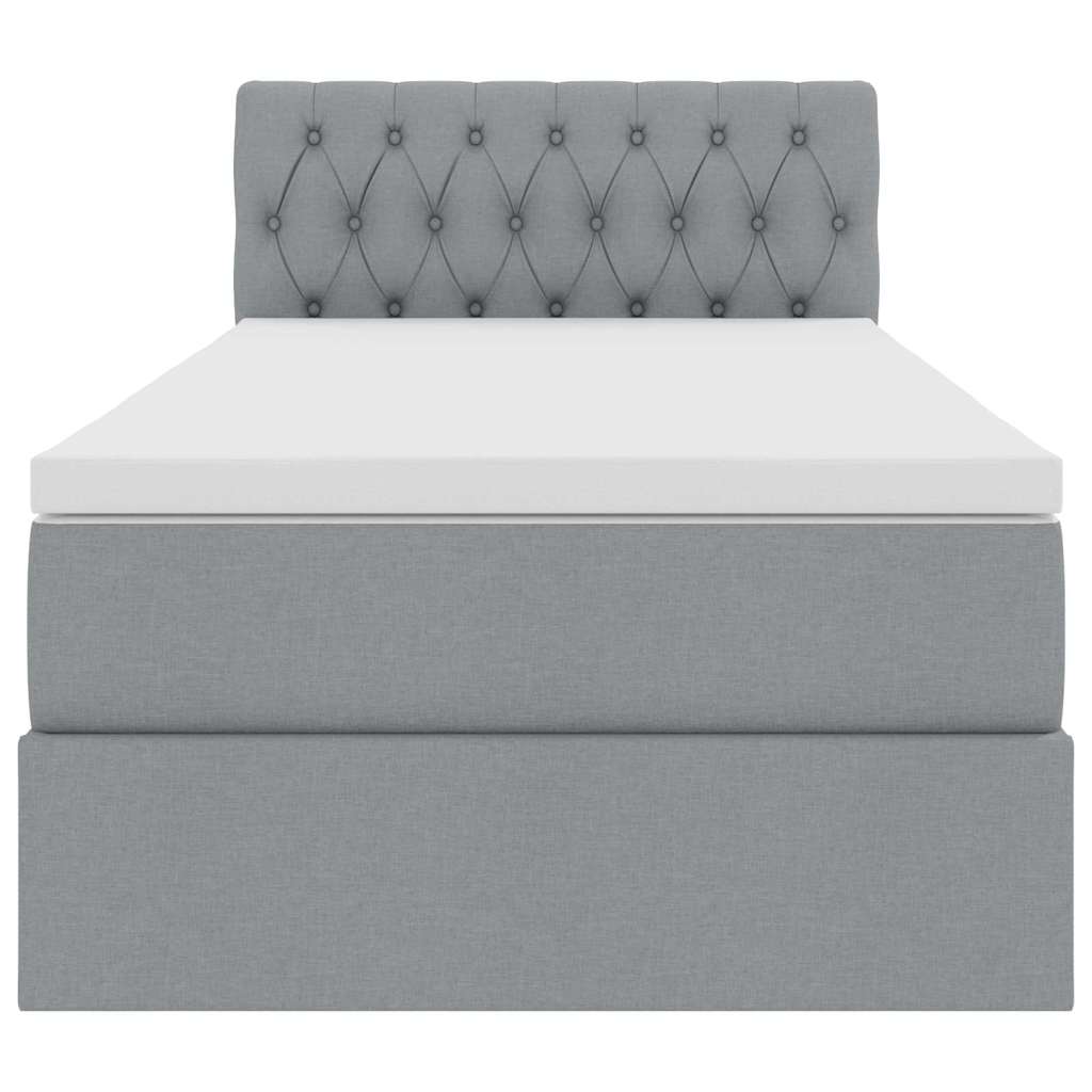Lit avec rangement et matelas Gris clair 90 x 190 cm Velours - XIOS