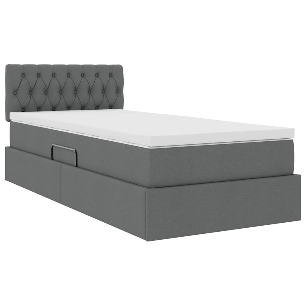 Lit avec rangement et matelas Gris foncé 90 x 190 cm Velours - XIOS
