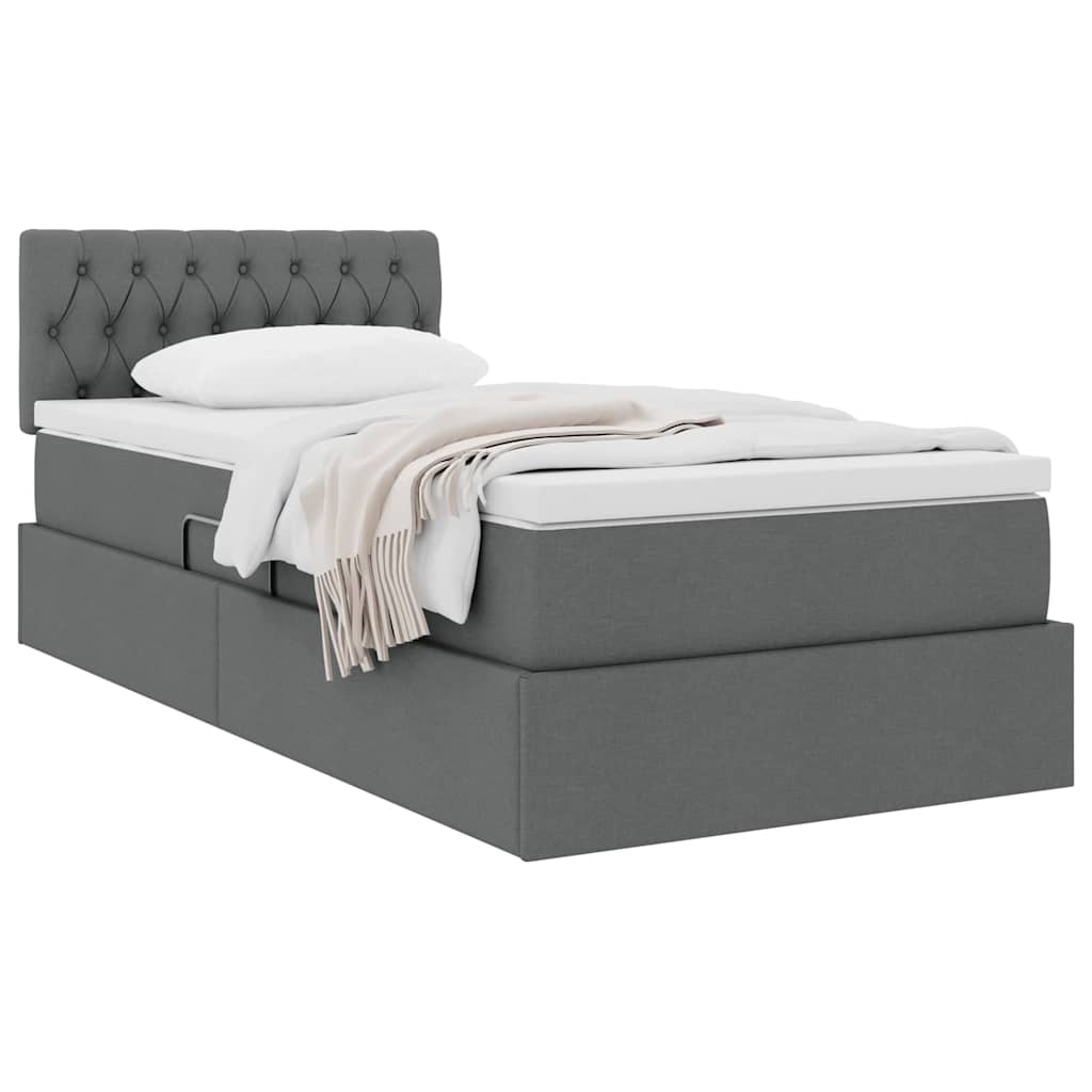 Lit avec rangement et matelas Gris foncé 90 x 190 cm Velours - XIOS