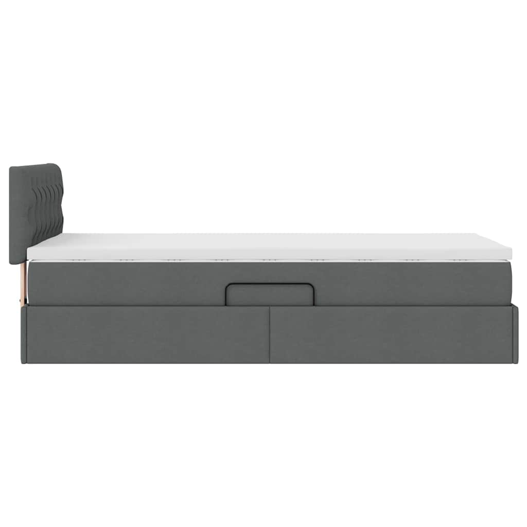 Lit avec rangement et matelas Gris foncé 90 x 190 cm Velours - XIOS