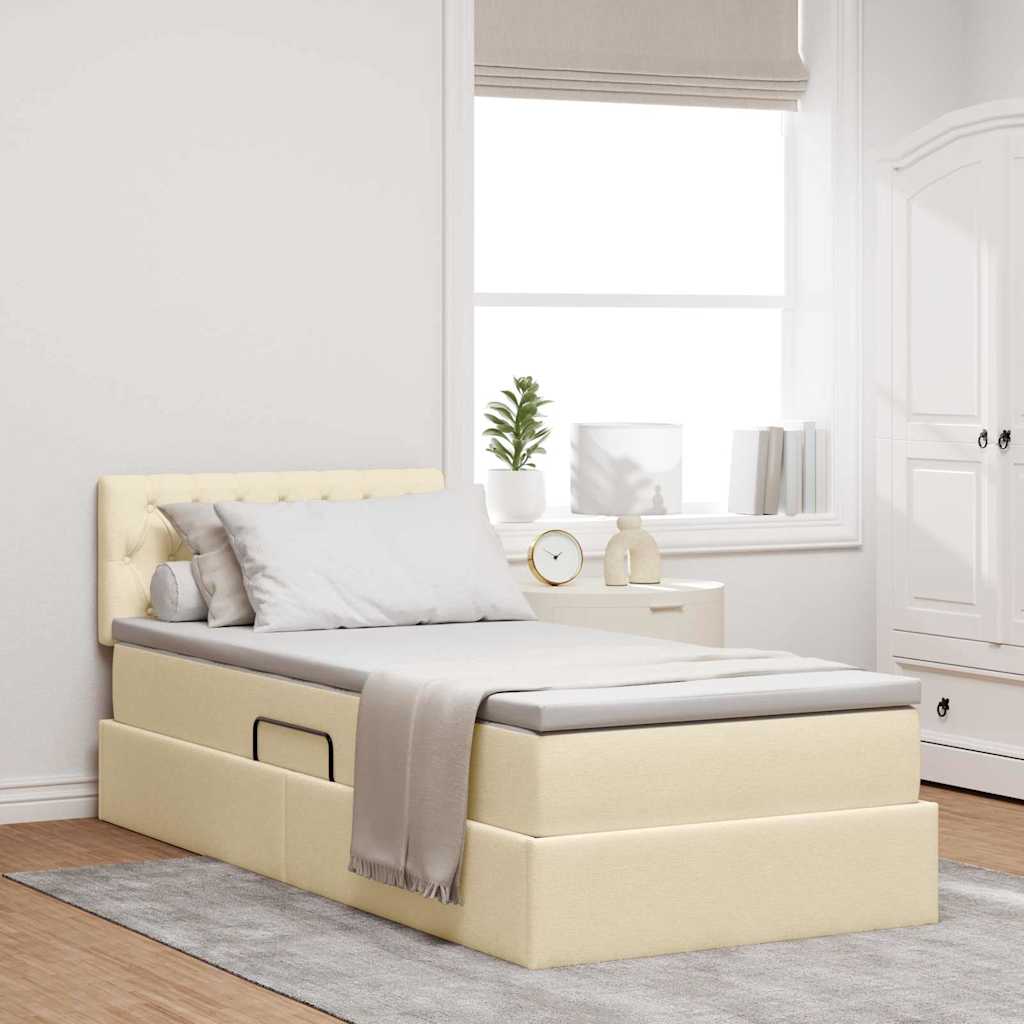 Lit avec rangement et matelas avec matelas Crème 90 x 190 cm - XIOS
