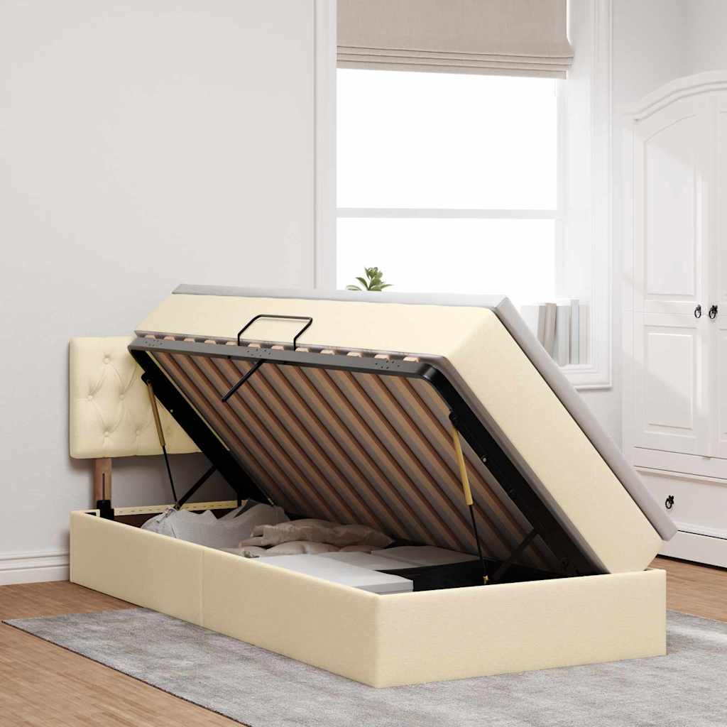 Lit avec rangement et matelas avec matelas Crème 90 x 190 cm - XIOS