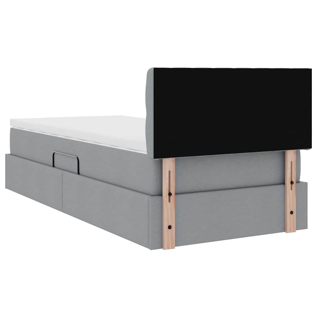 Lit avec rangement et matelas Gris clair 90 x 200 cm Velours - XIOS