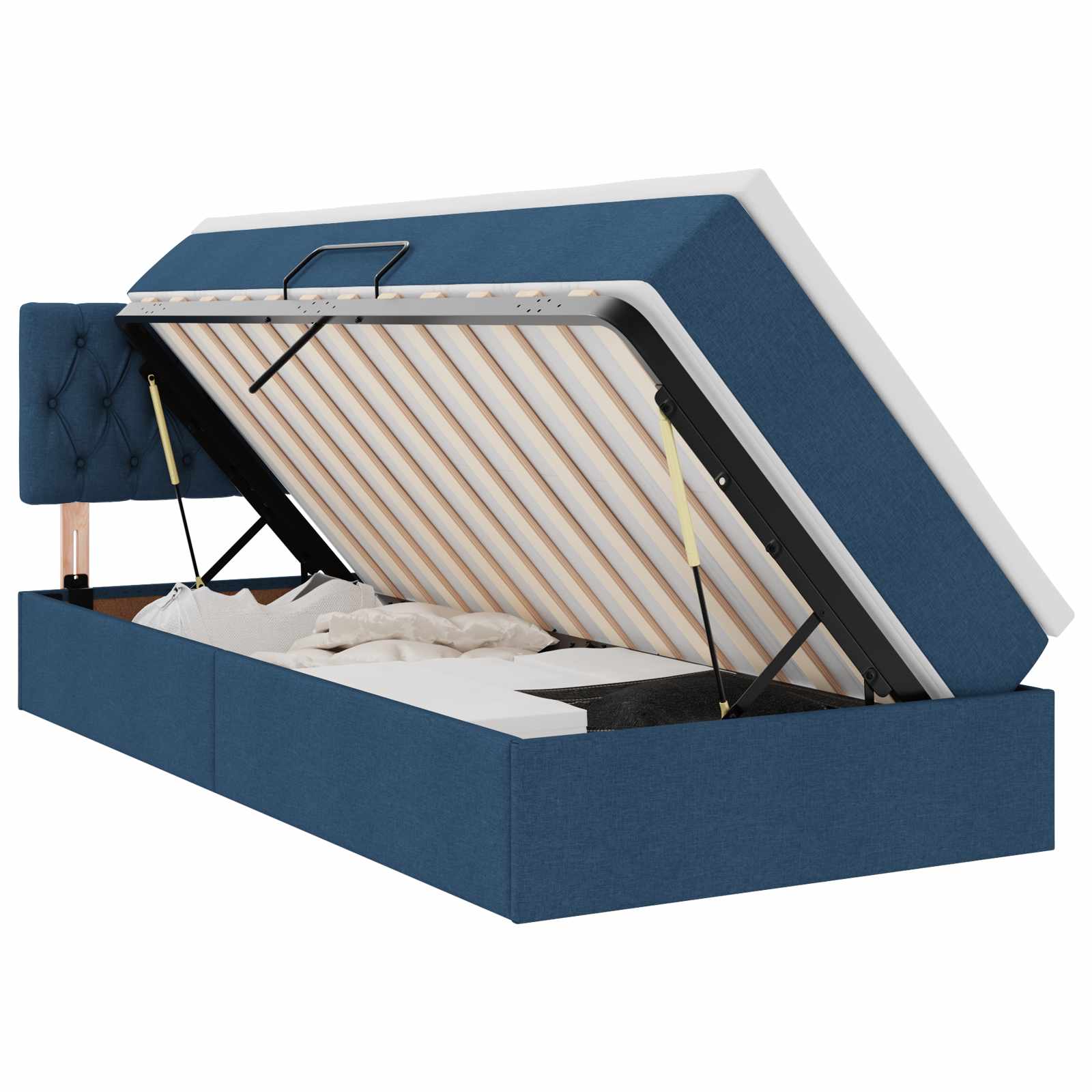 Lit avec rangement et matelas Bleu 90 x 200 cm Velours - XIOS