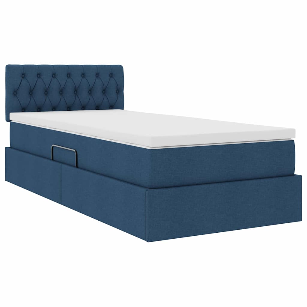 Lit avec rangement et matelas Bleu 90 x 200 cm Velours - XIOS