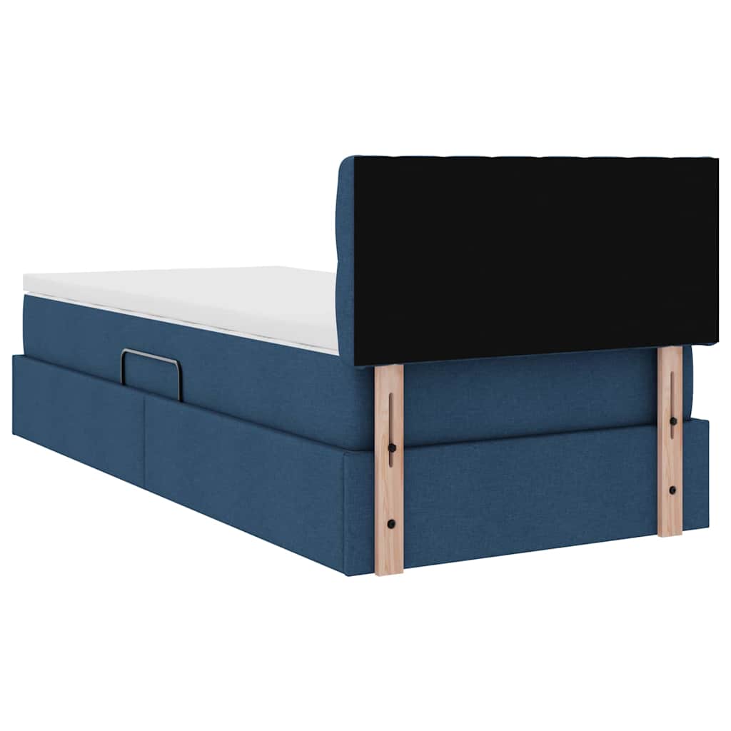 Lit avec rangement et matelas Bleu 90 x 200 cm Velours - XIOS