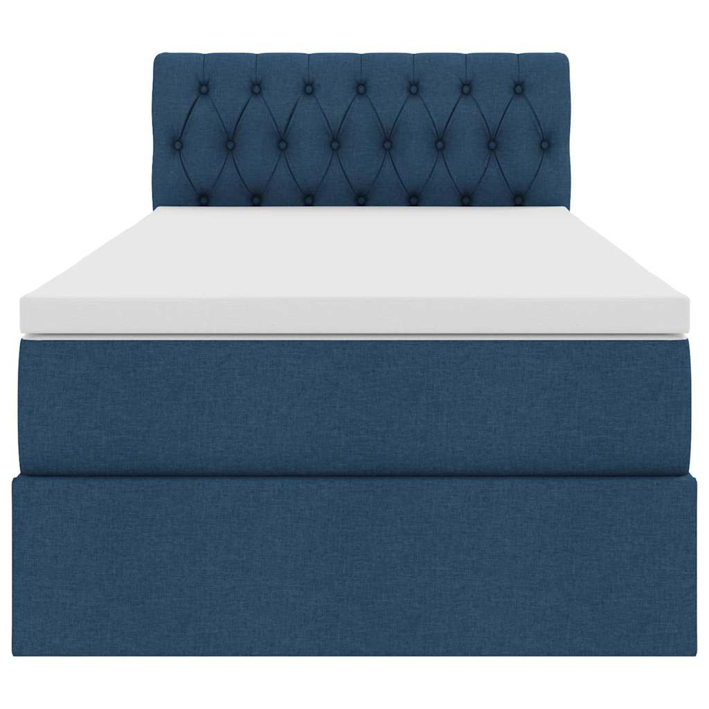 Lit avec rangement et matelas Bleu 90 x 200 cm Velours - XIOS