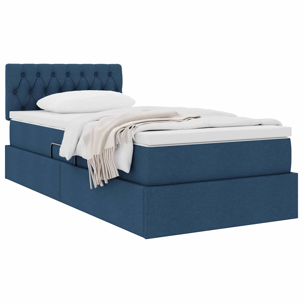 Lit avec rangement et matelas Bleu 90 x 200 cm Velours - XIOS