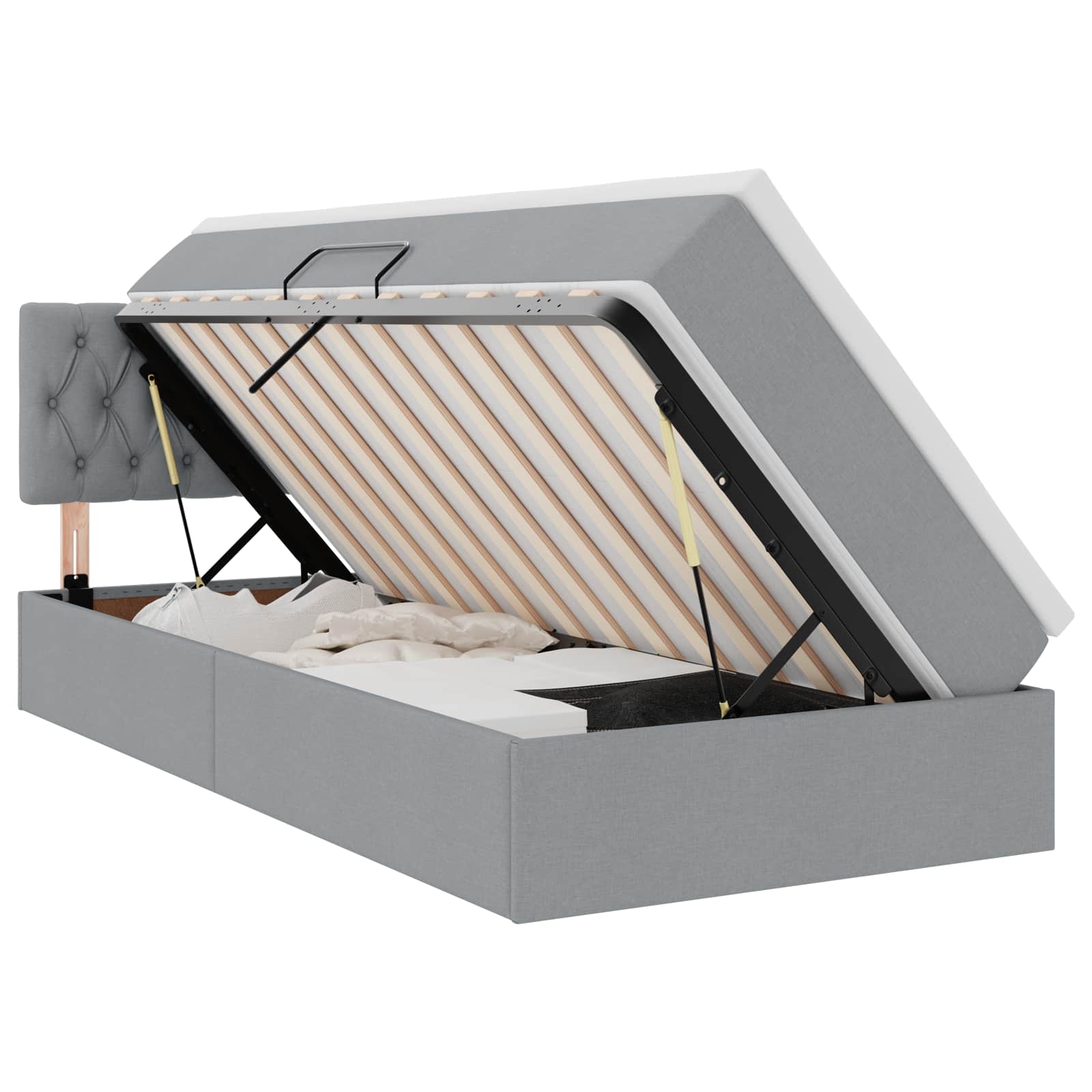 Lit avec rangement et matelas Gris clair 100 x 200 cm Velours - XIOS