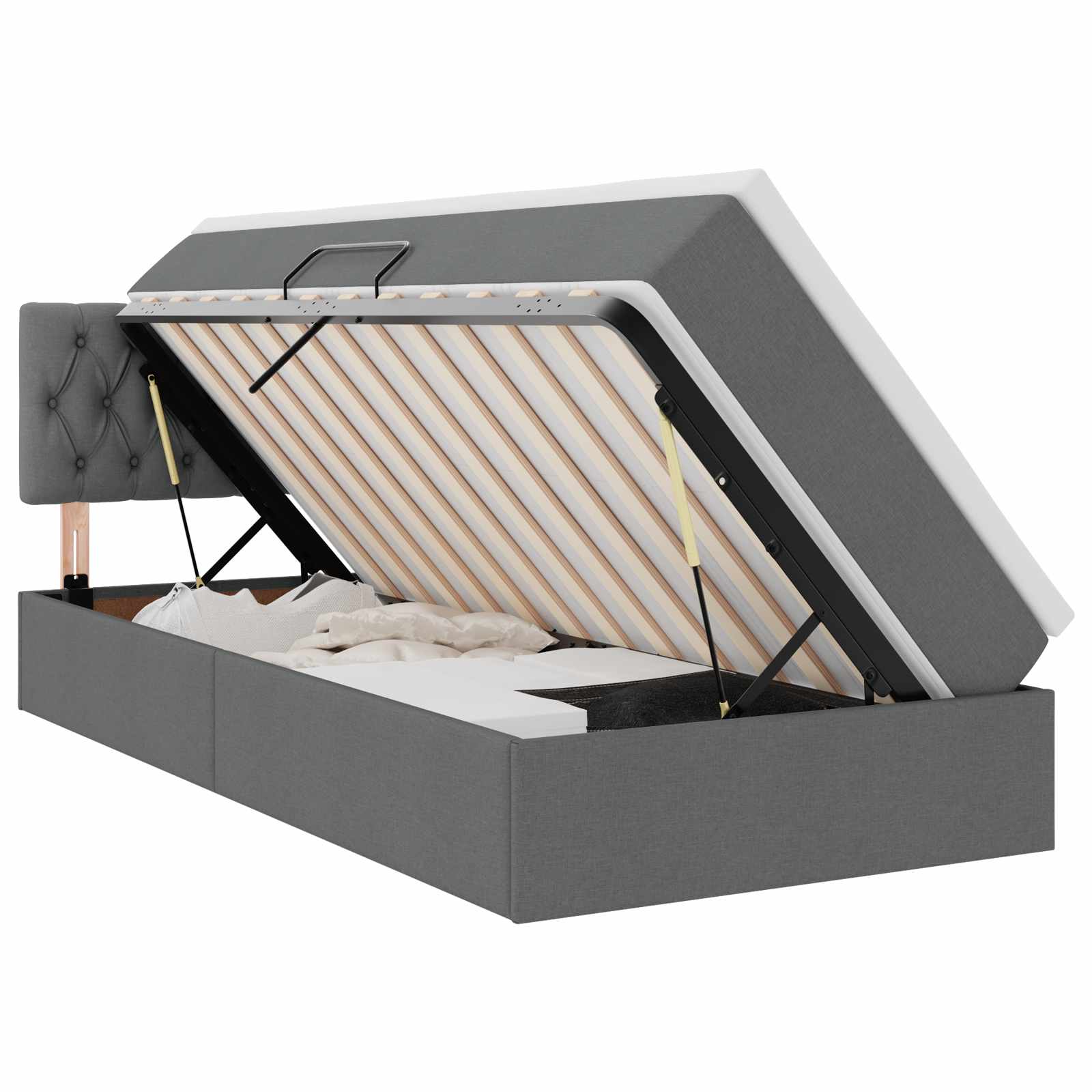 Lit avec rangement et matelas Gris foncé 100 x 200 cm Velours - XIOS