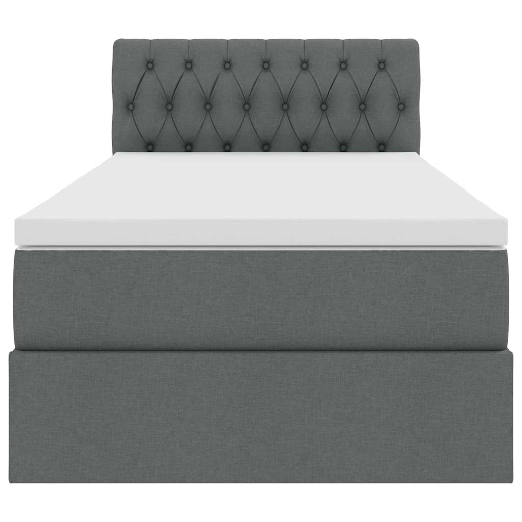 Lit avec rangement et matelas Gris foncé 100 x 200 cm Velours - XIOS