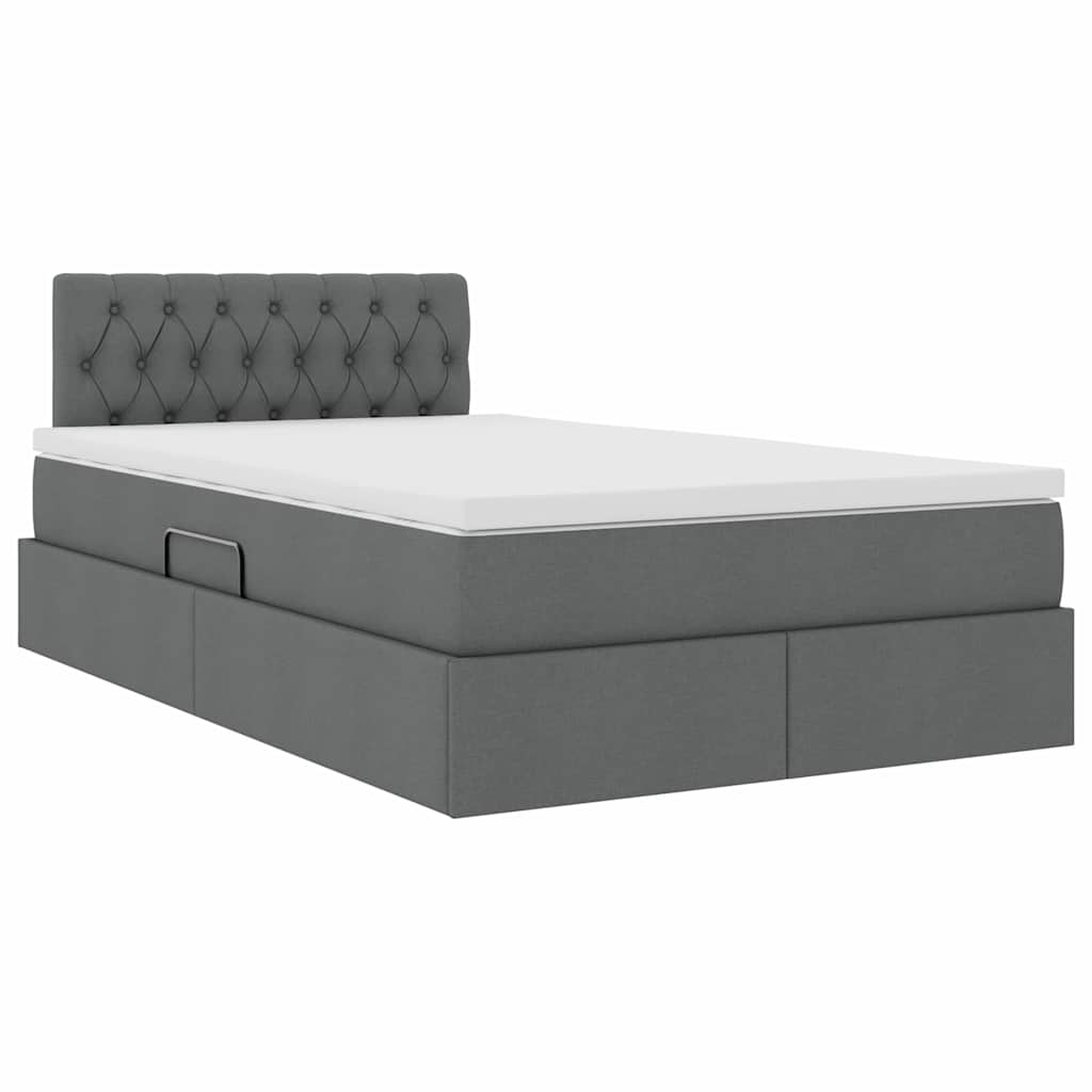 Lit avec rangement et matelas Gris foncé 120 x 200 cm Velours - XIOS