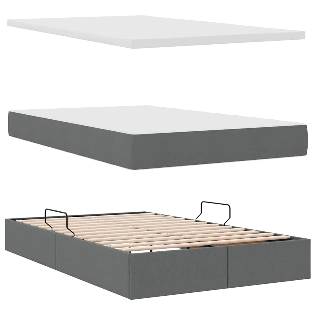 Lit avec rangement et matelas Gris foncé 120 x 200 cm Velours - XIOS