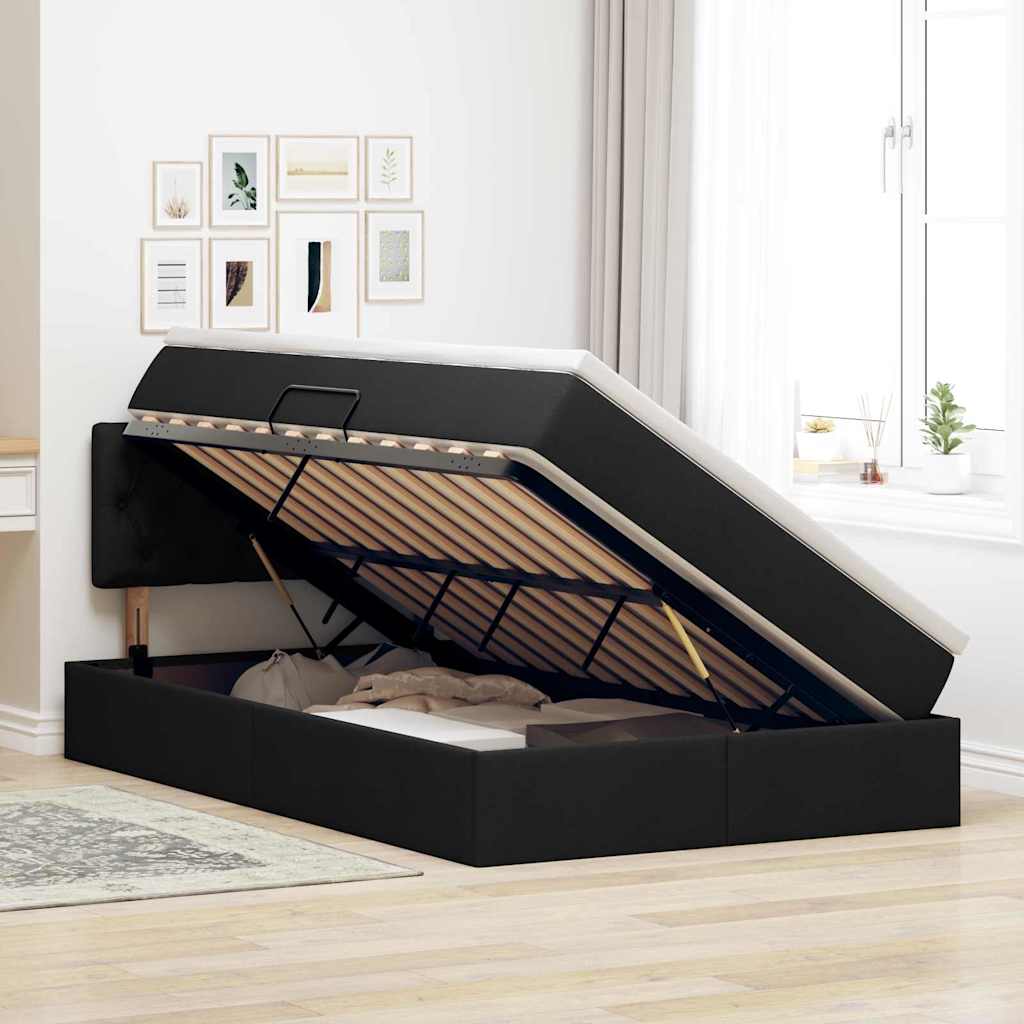 Lit avec rangement et matelas avec matelas Noir 120 x 200 cm - XIOS