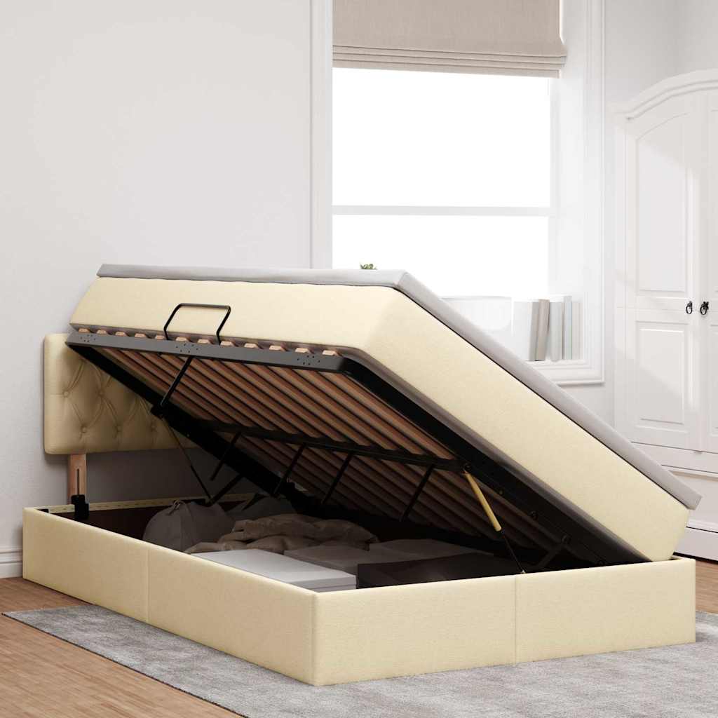 Lit avec rangement et matelas avec matelas Crème 120 x 200 cm - XIOS