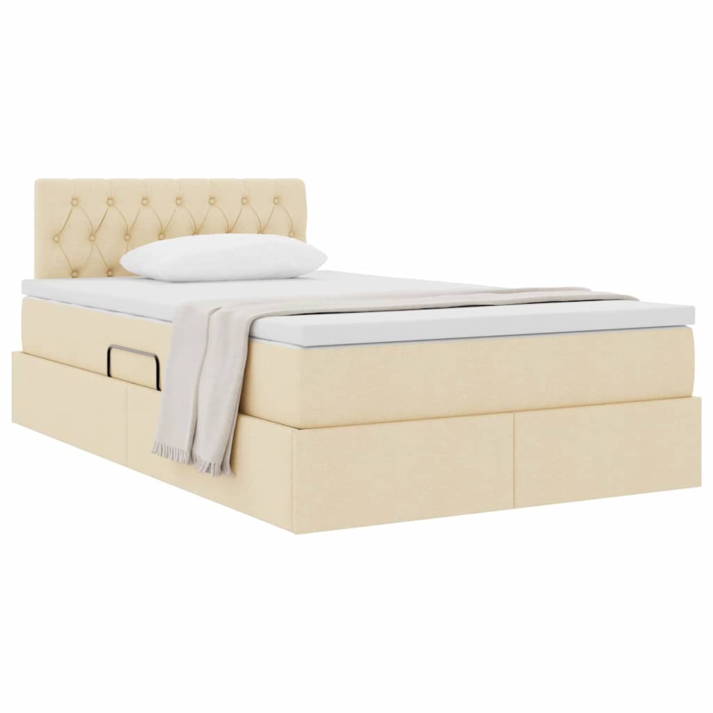 Lit avec rangement et matelas avec matelas Crème 120 x 200 cm - XIOS