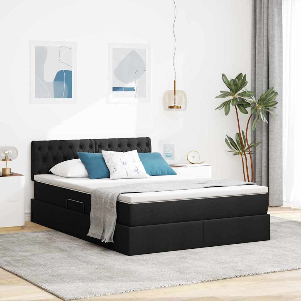 Lit avec rangement et matelas Noir 140 x 190 cm Velours - XIOS