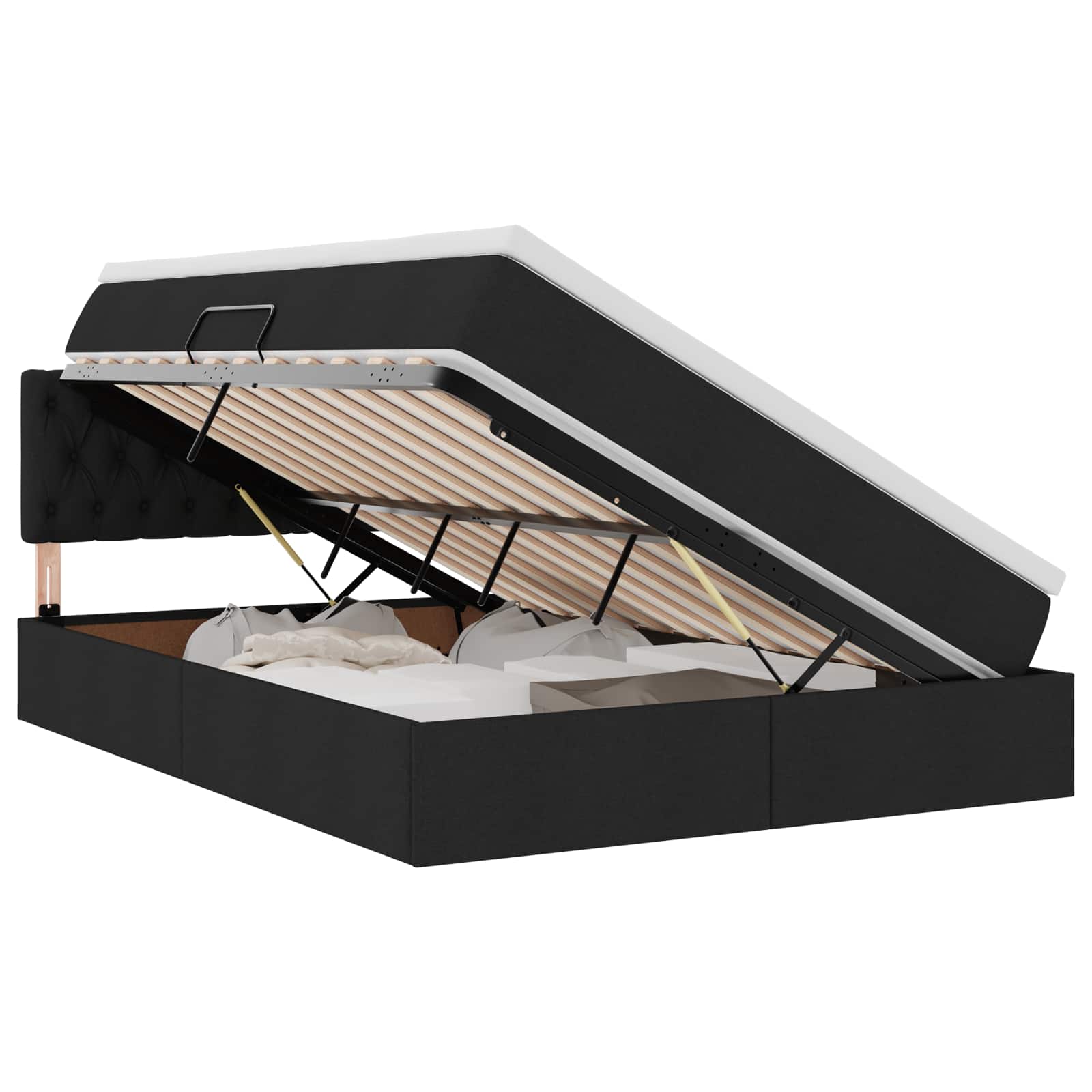 Lit avec rangement et matelas Noir 140 x 190 cm Velours - XIOS
