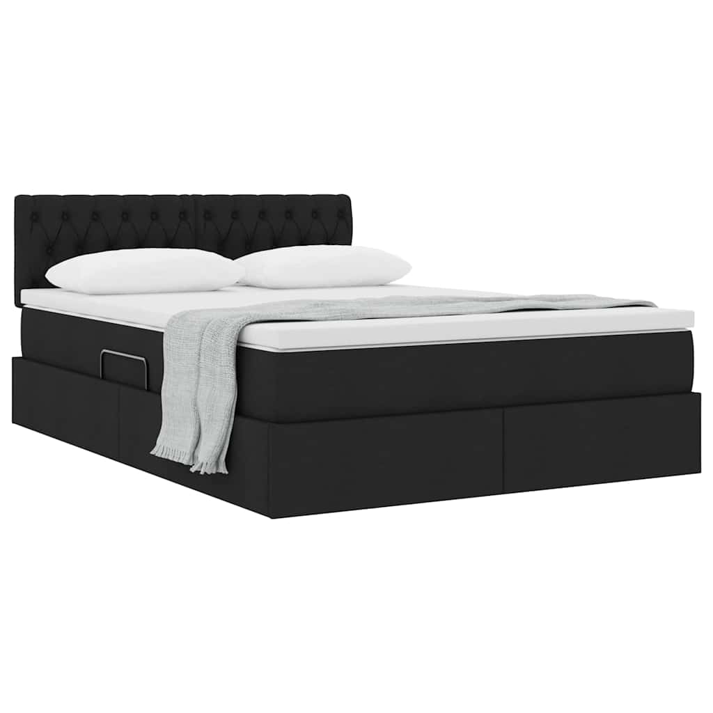 Lit avec rangement et matelas avec matelas Noir 140 x 190 cm - XIOS