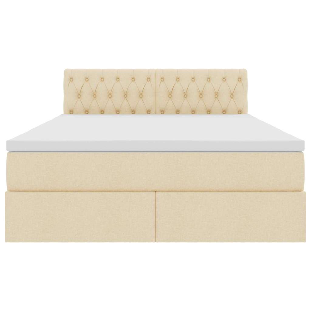 Lit avec rangement et matelas avec matelas Crème 140 x 190 cm - XIOS