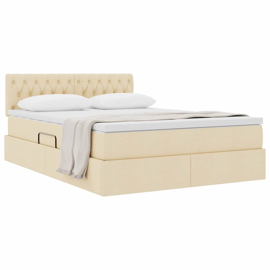 Lit avec rangement et matelas avec matelas Crème 140 x 190 cm - XIOS