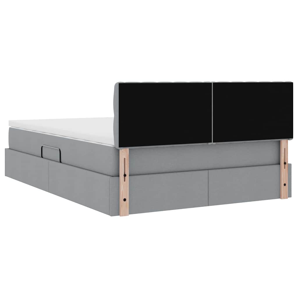Lit avec rangement et matelas Gris clair 140 x 200 cm - XIOS