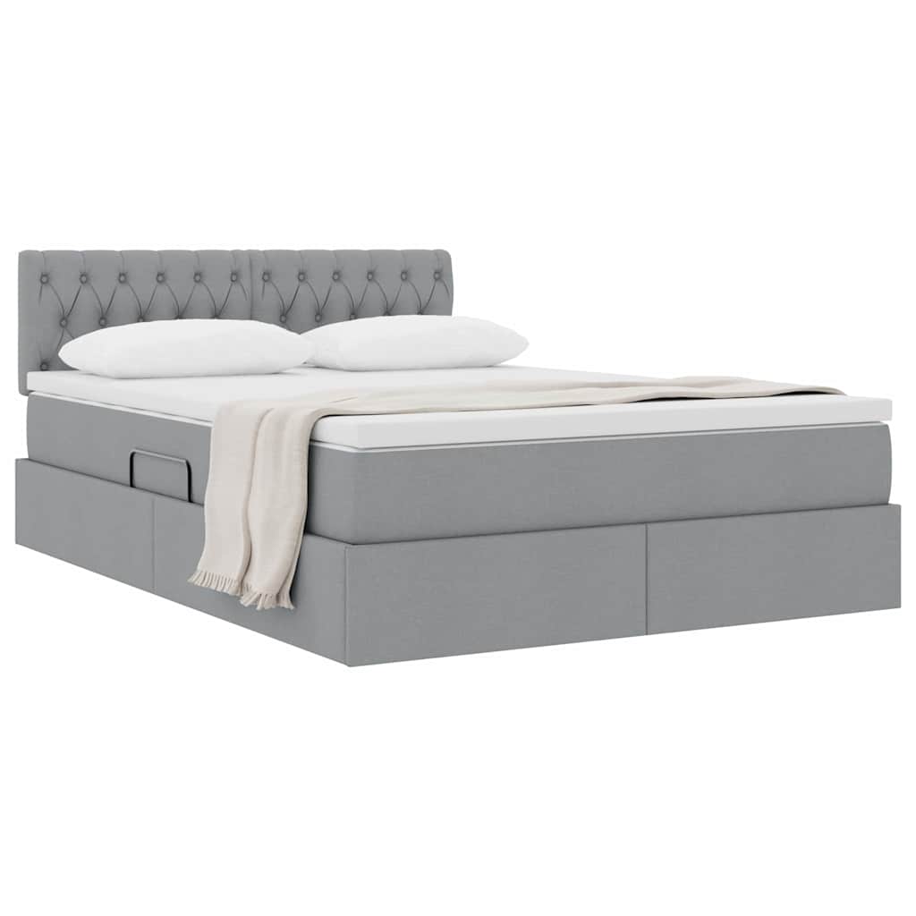 Lit avec rangement et matelas Gris clair 140 x 200 cm - XIOS