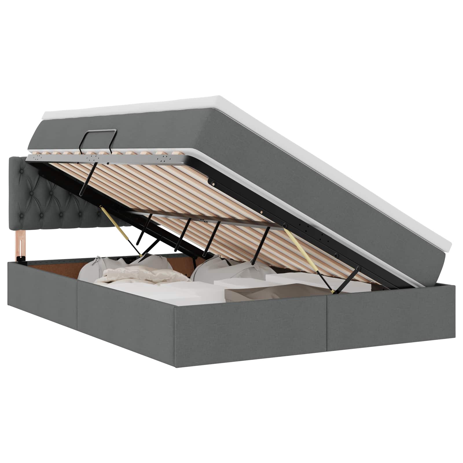 Lit avec rangement et matelas Gris foncé 140 x 200 cm Velours - XIOS