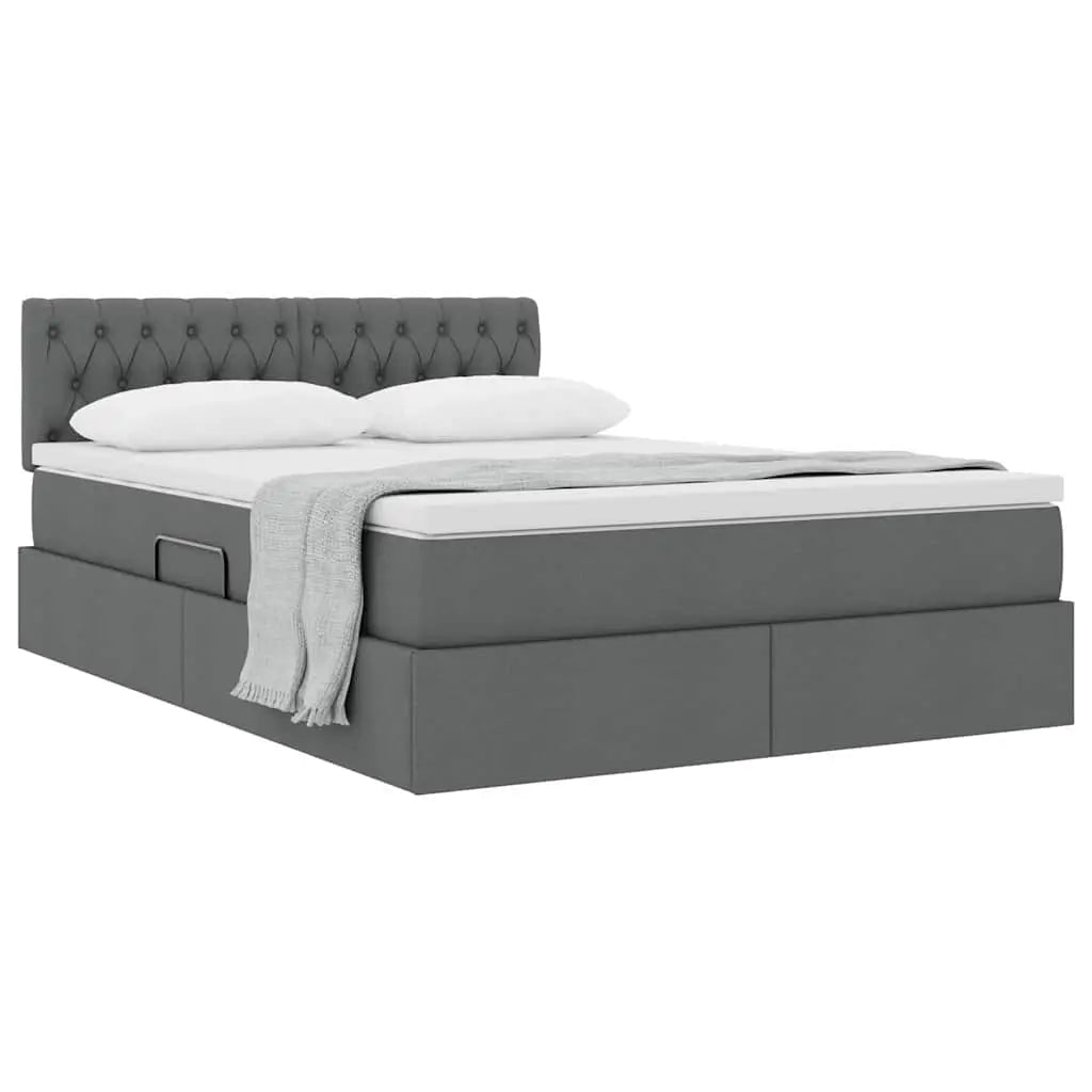 Lit avec rangement et matelas Gris foncé 140 x 200 cm Velours - XIOS