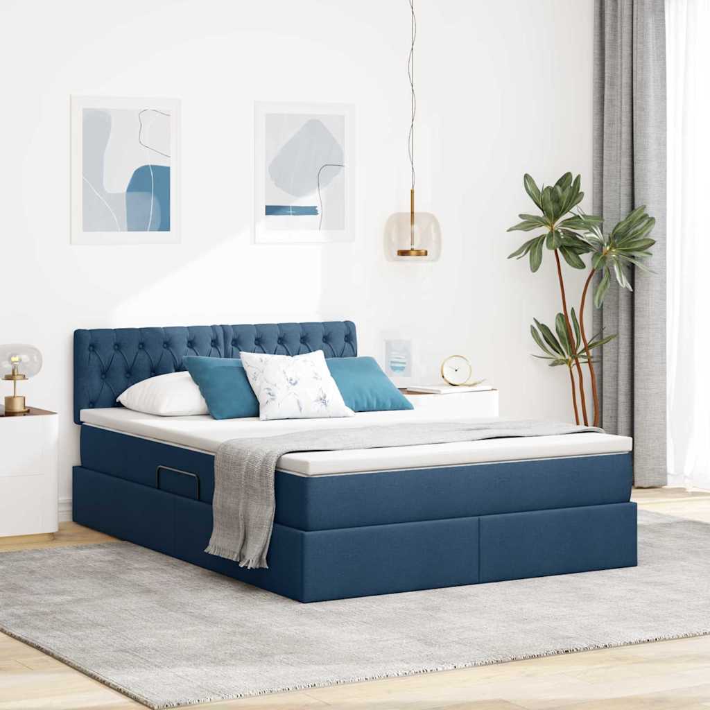 Lit avec rangement et matelas avec matelas Bleu 140 x 200 cm - XIOS