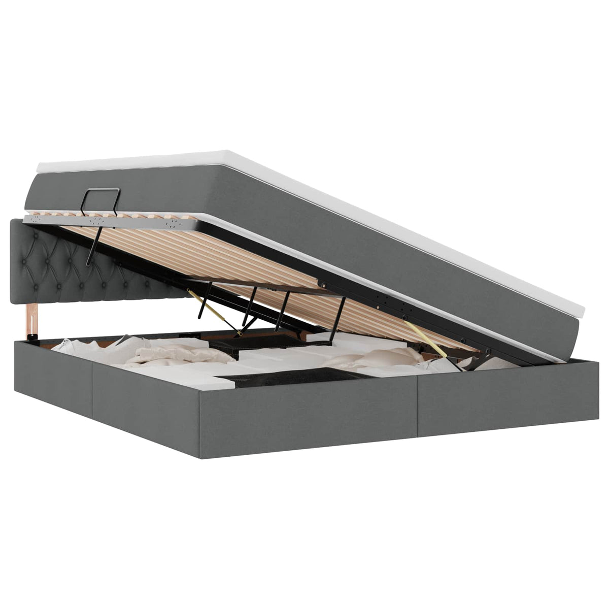 Lit avec rangement et matelas Gris foncé 160 x 200 cm Velours