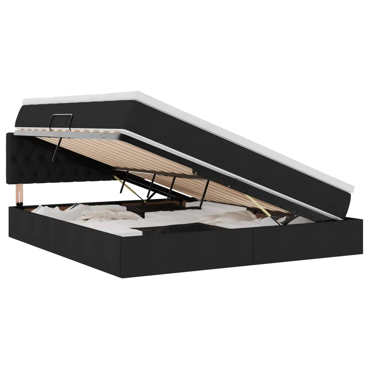 Lit avec rangement et matelas Noir 160 x 200 cm Velours - XIOS