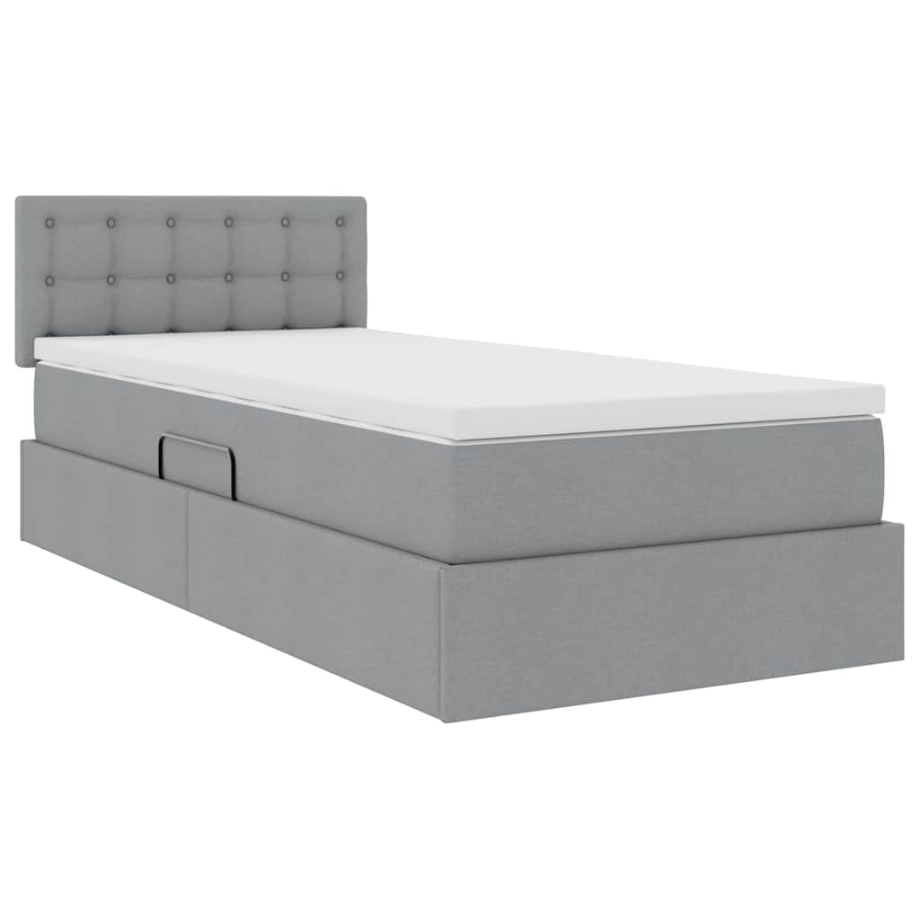 Lit avec rangement et matelas Gris clair 90 x 190 cm Velours - XIOS