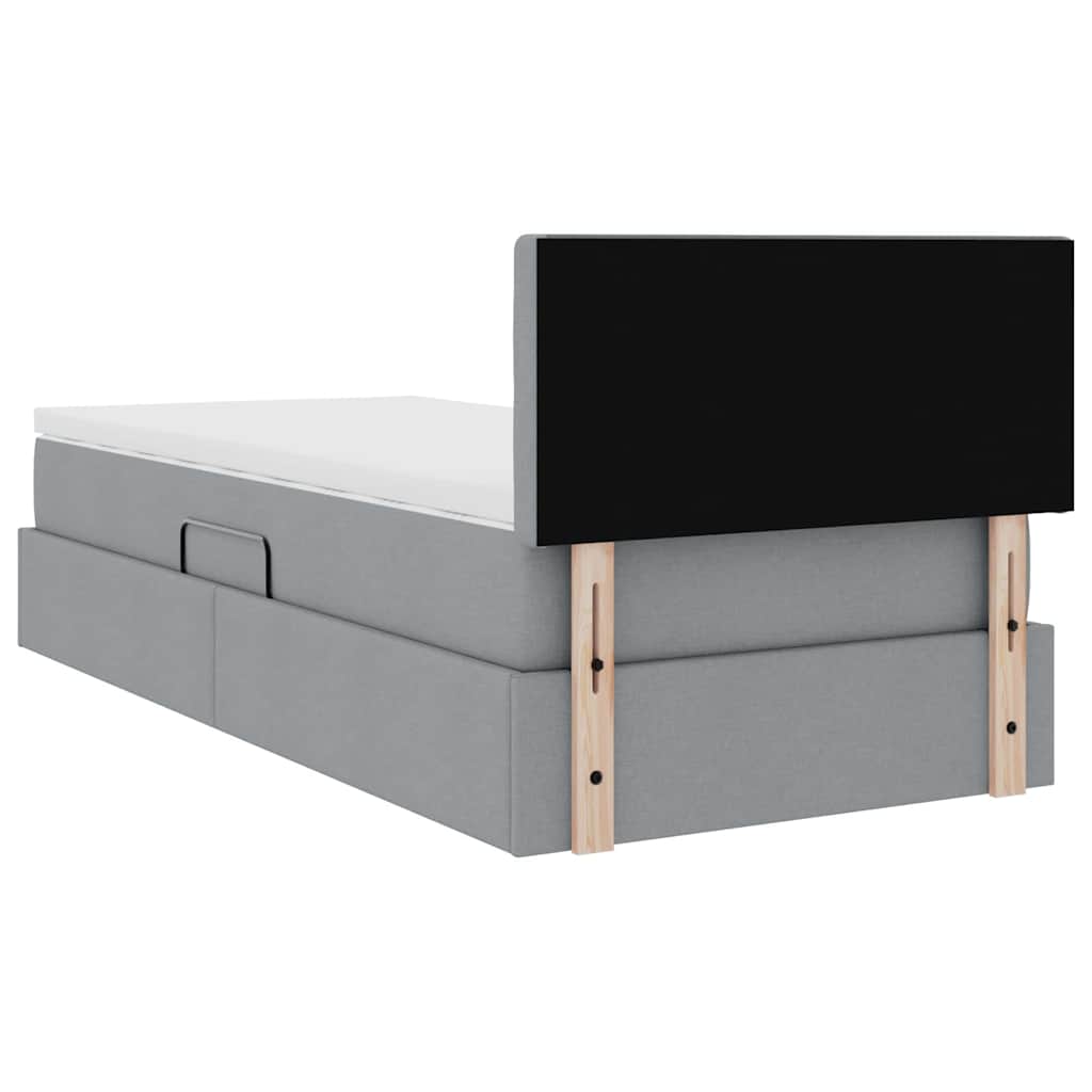 Lit avec rangement et matelas Gris clair 90 x 190 cm Velours - XIOS