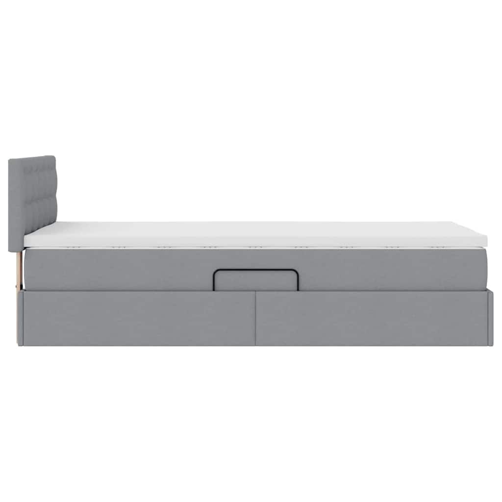 Lit avec rangement et matelas Gris clair 90 x 190 cm Velours - XIOS