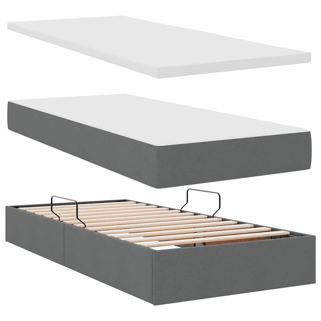Lit avec rangement et matelas Gris foncé 90 x 200 cm Velours - XIOS